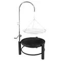 Lemodo Schwenkgrill mit Feuerschale – Holzkohlegrill mit höhenverstellbarem Grillrost per Kurbel, Stabiler Hängegrill für Garten & Terrasse, auch als Feuerkorb und für Gulaschkessel einsetzbar