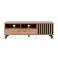 CaliCosy TV-Möbel, 1 Tür, 2 Schubladen und 2 Nischen – Dekor Eiche Artisan und Lublin Anthrazit – Modernes Design – Spanplatten für Wohnzimmer – 138 x 44 x 40 cm (L x B x H)