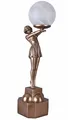 Lampe Art Deco Tischlampe Frauenfigur Tischleuchte Kugelschirm Nachttischlampe