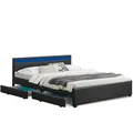 Juskys Polsterbett Lyon 180x200 cm mit Lattenrost, Bettkasten & LED Beleuchtung - schwarz