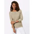 3/4 Arm-Pullover INSPIRATIONEN "3/4-Arm-Pullover", Damen, Gr. 42, beige (sand), 50% Viskose, 28% Polyester, 22% Polyamid, unifarben, 3/4-Ärmel, Pullover
