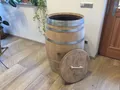 Regentonne Wasserfaß 235L Holzfaß Weinfaß Eichenfaß Regenfaß m. Deckel und Griff