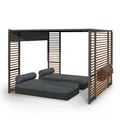 Blumfeldt Valence Pergola, Pavillons Wasserdicht, Stabil & Winterfest, Windichte Pergola Freistehend, Terrassenüberdachung Gazebo, Metall-Pavillon mit 1,5W Solar-LEDs, UV50+, Pergola 3x3 m