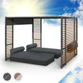 Gartenpavillon Gazebo 3x3 m Solar-Panel LED Beleuchtung Pergola Abweisend Grau