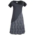 Vishes Tunikakleid Kurzarm Lagenlook Kleid Streifen Punkte Muster Boho, Elfen, Goa, Hippie Style schwarz 36