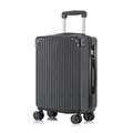 YONSLY Trolley Reisekoffer, Rollkoffer Handgepäck, Kabinenkoffer Hartschalenreisekoffer Travel Suitcase mit 4 Rollen 360°, Zahlenschloss, Weicher Gummigriff (M, Schwarz)