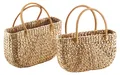 Kobolo Korbtasche Einkaufstasche Flechttasche aus Wasserhyazinthe - 2er Set - Schultertasche Umhängetasche Shoppingbag Bag Transport Korb Shopper Deko