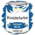 Creative Deco Ozean Blau Kreidefarbe für Möbel 1000ml | Möbellack Möbelfarbe ohne Schleifen| Für Landhaus Vintage-Stil Decoupage Möbel-Renovierung Matt Abwaschbar Wisch-Effekt Gradient-Effekt möglich