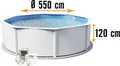 Aufstellpool Stahlwandpool-Set Planet Pool Vision-Pool Classic Solo rund Ø 550x120 cm inkl. Einbauskimmer weiss