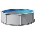 Planet Pool Stahlwandpool rund Größe wählbar, 120 cm tief, Stahl 0,4 mm weiß, Folie 0,3 mm blau, Overlap 550x120cm