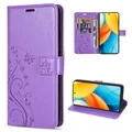 betterfon Handyhülle kompatibel mit ZTE Blade V60 Vita | Premium PU Leder Handy Hülle Wallet Case | Schutzhülle Blumen Klapphülle | Lila