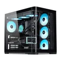 SAMA V60 Mid Tower PC-Gehäuse, Geschwungene Glasfront, 7×120mm ARGB PWM Lüfter, USB Type-C, Hochdurchsatz ATX PC-Gehäuse für Gaming-PC, Back-Connect Ready, 360mm AIO Unterstützung – Schwarz