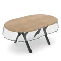 ANRO Tischdecke KLARA abwaschbar Tischfolie transparent Gartentischdecke 0,3mm (Einzelstück 1-tlg), wasserabweisend Durchsichtig Transparent Oval 280x140cm weiß Oval | 140 cm x 280 cm x 0.3 mm