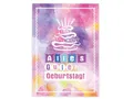 XXL A4 Glückwunschkarte zum Geburtstag Geburtstagskarte Geburtstagsgruß Grußkarte Happy Birthday Mädchen Mädels große Klappkarte Gratulazionskarte Aquarell Geburtstagstorte