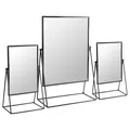 Harbour Housewares 3 Stück Frisierkommode Rasierspiegel Set - Freistehende Tisch Make-up kosmetischen Spiegel - 2 Größen - Schwarz