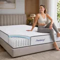 Arensberger JANA Federkernmatratze - 20cm Höhe - Matratze mit Gelschaum Schicht - H3 Mittelfest – 7 Zonen - Federkern - Liegekomfort 90x200cm