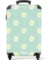 NoBoringSuitcases.com© Hartschalen-Trolley Pastellgrün mit Gänseblümchen 55x35x20cm, 4 Rollen, Handgepäck Koffer & Trolleys, Luggage, Reisekoffer Frauen, Grün