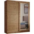 Beautysofa Schwebetürenschrank, Eiche Artisan, Holzwerkstoff, 7 Fächer, 100x205x60 cm, Schlafzimmer, Kleiderschränke, Schwebetürenschränke