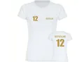 multifanshop Damen T-Shirt - Deutschland - Trikot Nummer 12 Gold - Druck gold metallic - Frauen