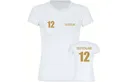 multifanshop T-Shirt Damen Deutschland - Trikot Nummer 12 Gold - Frauen