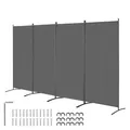 VEVOR Raumteiler 4 Paneele Paravent 3464 x 1840 x 520 mm, Faltbarer Sichtschutz & tragbarer Trennwandteiler zur Raumtrennung, freistehende Raumteiler für Büro Schlafzimmer Arbeitszimmer, Grau
