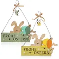 2x Türschild "FROHE OSTERN" - Deko-Schild aus Holz für Ostern - Osterdeko