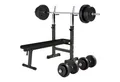 GORILLA SPORTS Hantelbank Hantelbank mit Langhantelset, (14-tlg)
