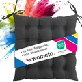 wometo Sitzkissen Stuhl 40x40 Oeko-TEX - dunkelgrau grau Sitzpolster Stuhlkissen mit Bändern/Schleifen für Indoor und Outdoor