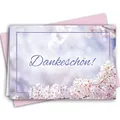 10 Danksagungskarten mit Umschlag Lila Blüten Danke Dankeskarte Klappkarten Dankeschön Hochzeit Feier Jubiläum Feude Trauer Trauerkarten Danksagungskarte Anteilnahme Geschäftlich Taufe