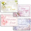 12 Danksagungskarten Set "Blumige Dankbarkeit" mit Umschlägen in 4 Designs