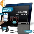 SUNNIVA 1000W Balkonkraftwerk BIFAZIAL FULLBLACK komplett Steckdose MARSTEK 800 Watt Wechselrichter, Solaranlage Komplettset, 2x 500W N-Type Glas Bifacial Solarmodule, 5m Kabel, 4x 1m Solarkabel