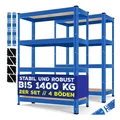 MASKO 2er-Set Lagerregal Schwerlastregal, Kellerregal, verstellbare Ablagen, MDF-Platten Regal aus Metall, Steckregal, Werkstattregal, Keller, Garage
