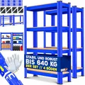 MASKO® 2er-Set Lagerregal Schwerlastregal, Kellerregal, 160 x 80 x 40 cm, bis 700 kg belastbar, 4 verstellbare Ablagen, MDF-Platten Regal aus Metall, Steckregal, Werkstattregal, Keller, Garage Blau