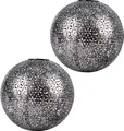 2e Set LED Solarkugel, Erdspieß, silber-grau, gold, D 27 cm