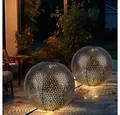 GLOBO LIGHTING LED Solarleuchte, LED-Leuchtmittel fest verbaut, Warmweiß, Solarkugel Gartendeko Außenlampe orientalisch silber gold LED 2er Set