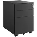 SONGMICS Aktenschrank Rollcontainer, mit 3 Schublade, vormontiert, 2 Größen schwarz 39 cm x 60 cm x 52 cm
