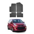 OMAC Gummi Fußmatten kompatibel mit Kia Picanto 2011-2017 Automatten Gummi Schwarz 4tlg