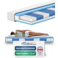 AM Qualitätsmatratzen | 1000 Federn 7-Zonen Taschenfederkernmatratze - 120x180 cm - H2 | Tonnentaschenfederkernmatratze | 120/180 | Federkernmatra... - Weiß