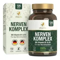 VITACTIV Nerven Komplex - Johanniskraut Baldrian Passionsblume Kapseln Hochdosiert, ohne chemische Stimmungsaufheller - Vitamine B1 & B3 für Psyche & Nervensystem - Vegan, Laborgeprüft - 120 Stück