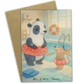 Mr. & Mrs. Panda babykarte Otter Schwimmen Design - Geschenk, einladungskarten, Beileidskarte, weihnachtskarten, dankeskarten, glückwunschkarten, Klappkarte, Schwimmkurs, Wassersport