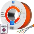 hb-digital Verlegekabel 100m Netzwerkkabel CAT 7 max. 1000 MHz S/FTP AWG23 LSZH orange