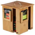 Relaxdays Teebox drehbar aus Bambus Hellbraun,Silber