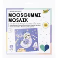 folia 23813 - Moosgummi Mosaik GLITTER SPACE SLOTH, 301-teiliges Bastelset aus einer Motiv Vorlage und 300 selbstklebenden Mosaiksteinen aus glitzerndem Filz in 5 Farben