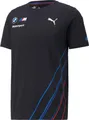 BMW Motorsport PUMA T-Shirt Teamline, Offizielles Fanwear, Schwarzes Herren Shirt mit Logo-Print & Racing-Streifen, 100% Baumwolle, Regular Fit