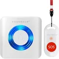 VOSSBACH Senioren Hausnotruf Set Empfänger mit Mobiler Notfallknopf SOS Notruf Alarm Knopf