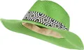 styleBREAKER Damen Panama Sonnenhut Einfarbig mit Stoff Hutband mit Azteken Muster, Strohhut, Schlapphut, Sommerhut, Fedora Hut 04025046, Farbe:Grün