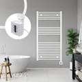 anapont elektrischer Badheizkörper 1175x600 - weiß gerade - Timer-Funktion - Handtuchheizkörper - Badheizung elektrisch - Handtuchheizung