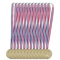 Relaxdays Goldmedaille Kinder 12er Set Blau,Gold,Rot