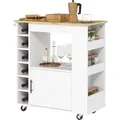 HOMCOM Küchenwagen mit Arbeitsplatte Spanplatte Eiche 83L x 40B x 83H cm