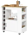 HOMCOM Küchenwagen Servierwagen mit Schrank, Arbeitsplatte, Ablagen, Weinregalen